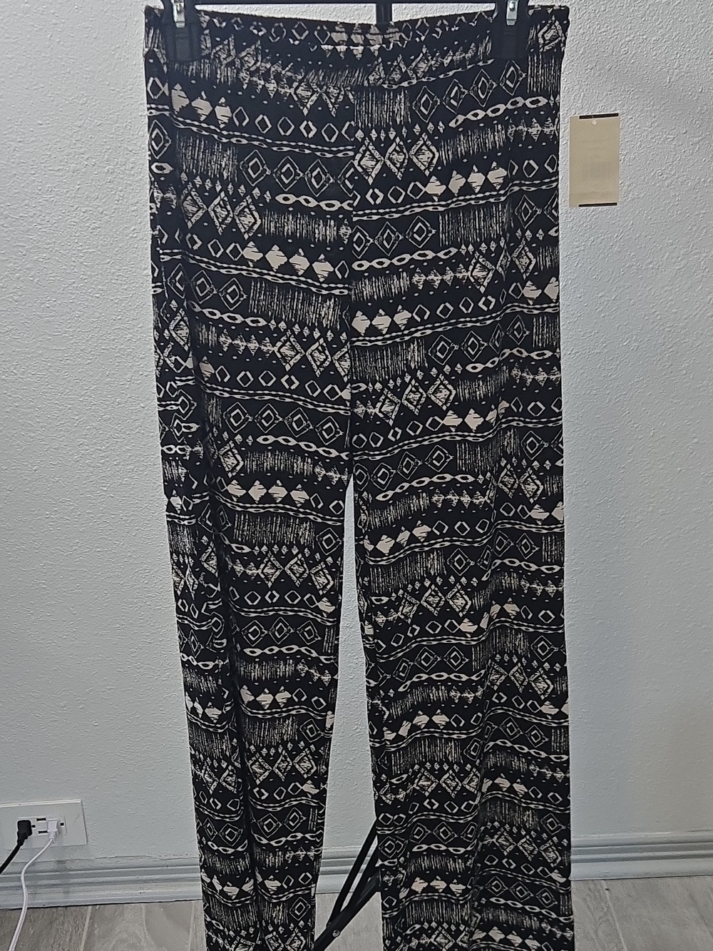 MCM Black & White Geometric Wide-Leg Pants